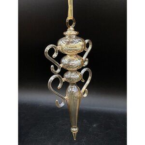 Large Finial Christmas Ornament Blown Art Glass 7.5” Victorian Style